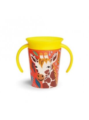 MUNCHKIN mokomasis puodelis su rankenomis, žirafa, Miracle 360 Wildlove, 6mėn+, 177 ml, 05183301