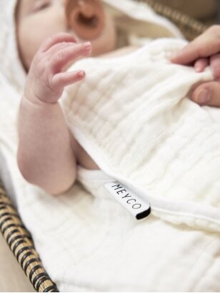 Muslino medvilnės rankšluostis kūdikiui, 80x80cm, Meyco Baby, Uni Offwhite