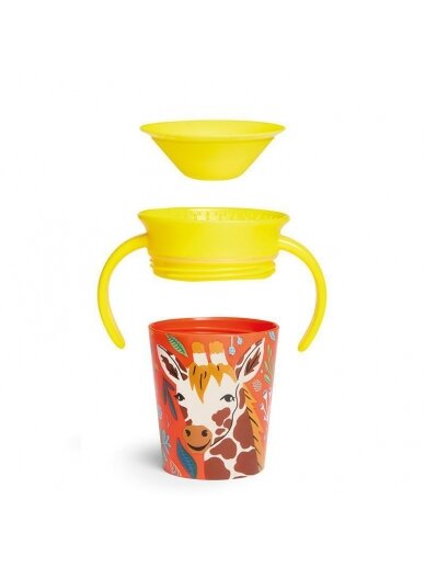 MUNCHKIN mokomasis puodelis su rankenomis, žirafa, Miracle 360 Wildlove, 6mėn+, 177 ml, 05183301 1