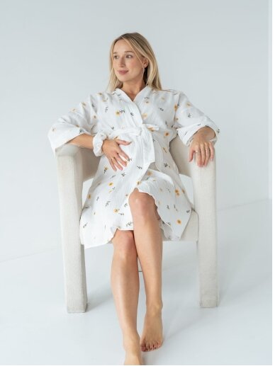 Muslin maternity robe Latte mama (Balta) Muslin maternity robe Latte mama (Balta)