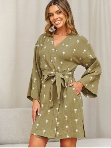 Muslin maternity robe DN, Palmtree 4