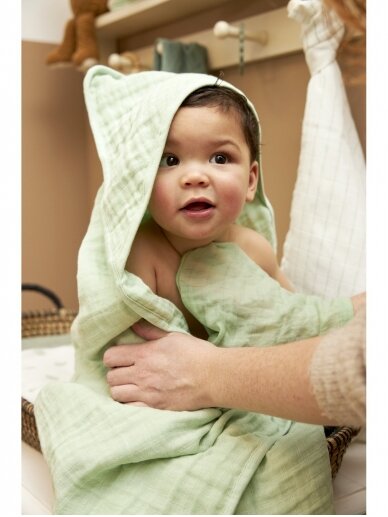 Muslino rankšluostis kūdikiui, 80x80cm, Meyco Baby Soft green 2
