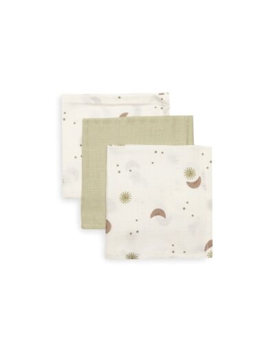 Muslin Mouth Cloths Over the Moon, 31x31 cm, 3 pcs, Jollein Muslin Mouth Cloths Over the Moon, 31x31 cm, 3 pcs, Jollein
