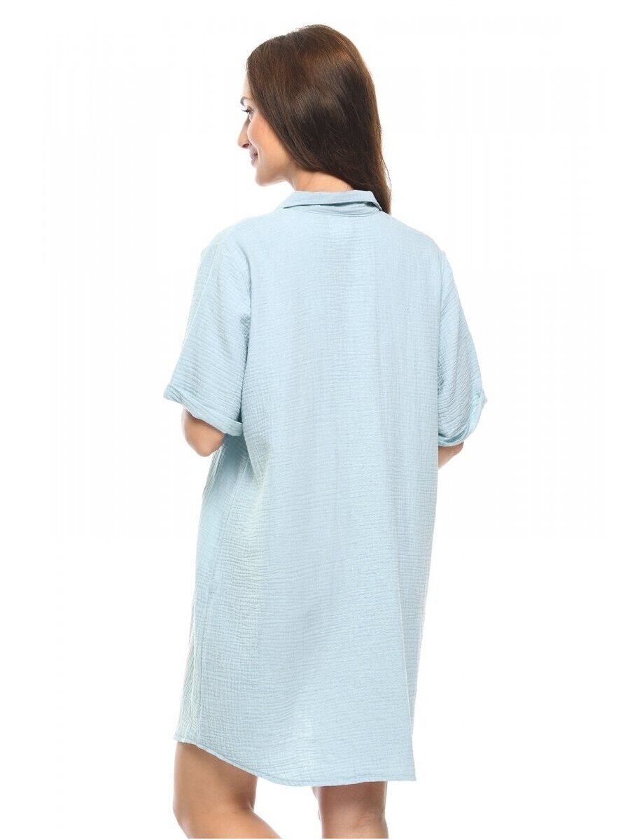 Muslin maternity and breastfeeding nightdress Hazel, Mija (Lihht blue) 2