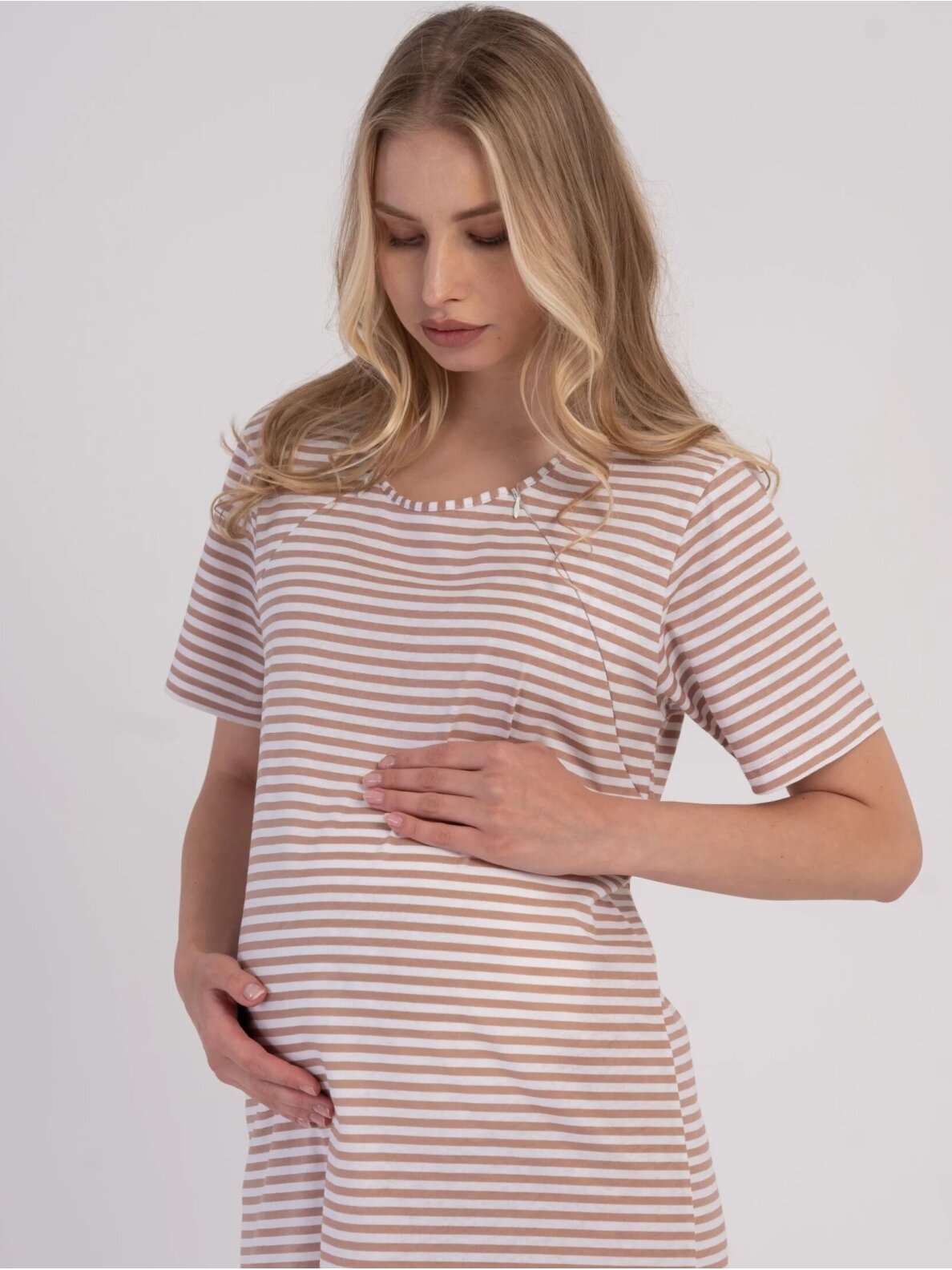 Maternity and nursing nightgown, Vienetta (Striped) Maternity and nursing nightgown, Vienetta (Striped)