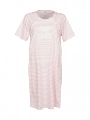 Maternity breastfeeding nightdress by Vienetta  (white/pink)