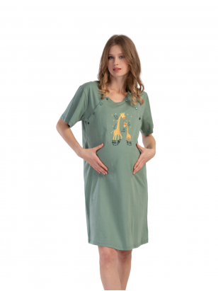 Nightwear for breastfeeding, Giraffes, by Vienetta (green)