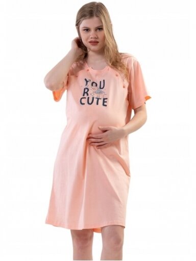 Maternity breastfeeding nightdress by Vienetta (peach) Maternity breastfeeding nightdress by Vienetta (peach)