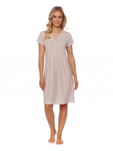 Maternity nursing nightdress by DN (brown, white)