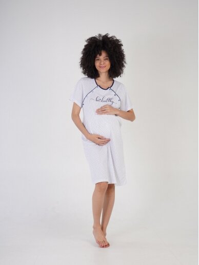 Nightwear for breastfeeding „Be Healthy“ by Vienetta (white with dots) 1