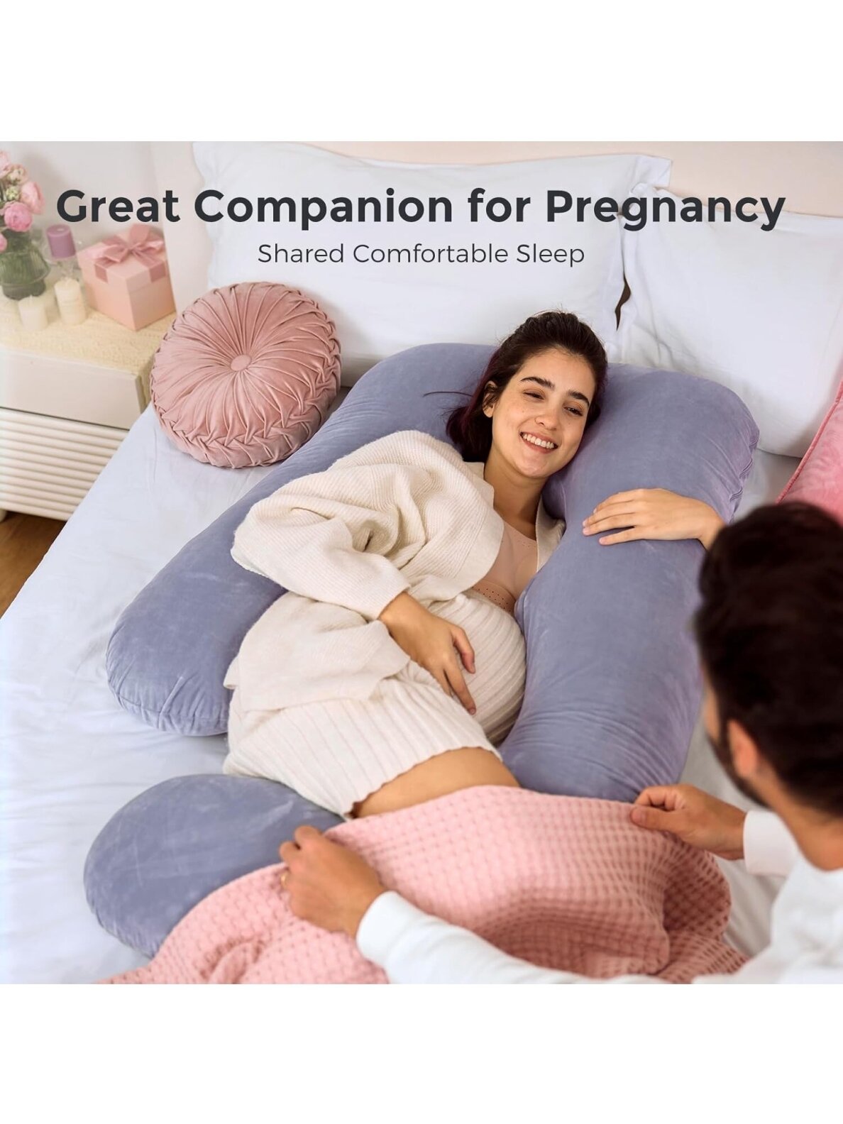 U Shaped Fabric Pregnancy Pillow, Momcozy 7