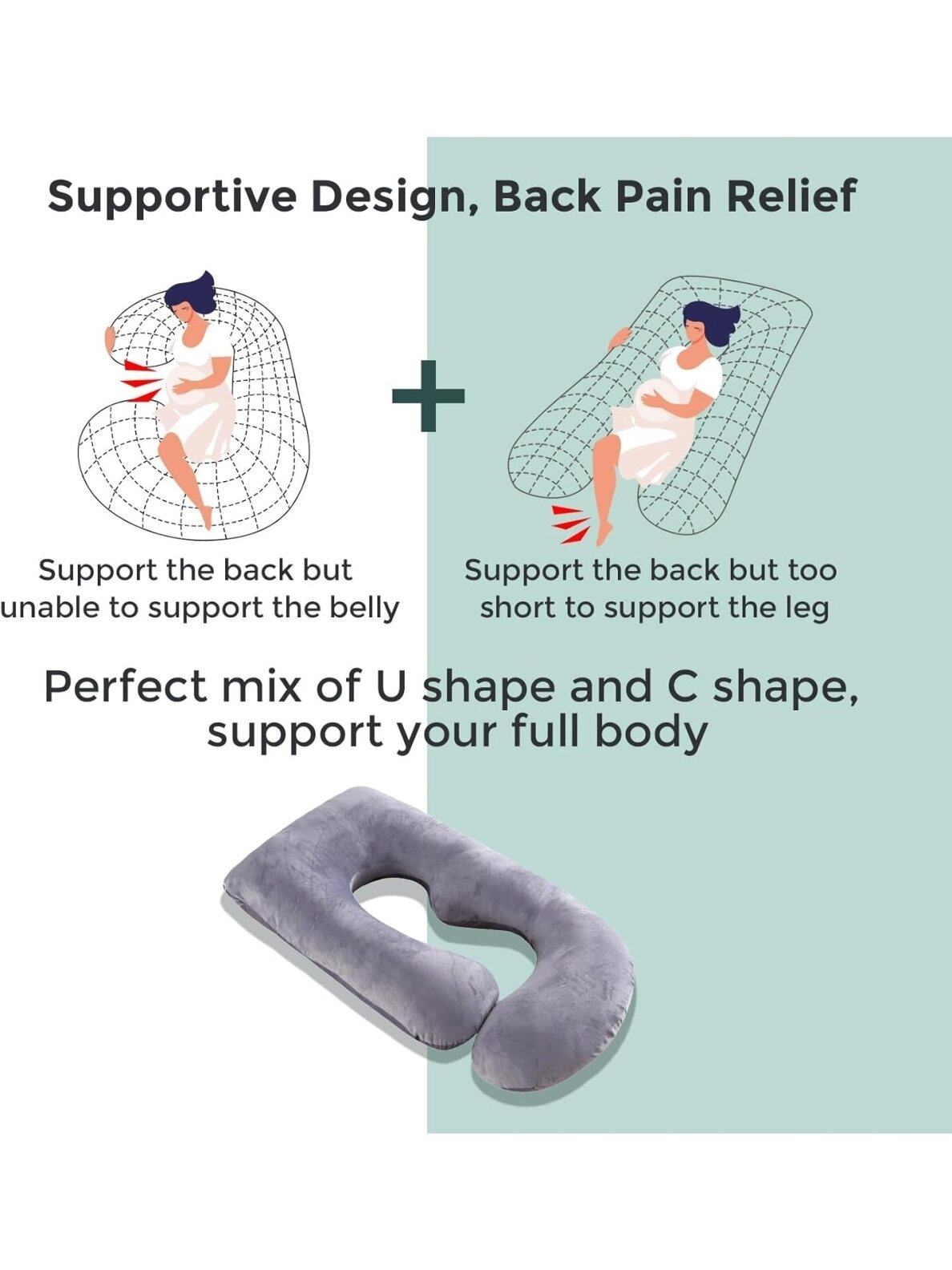 U Shaped Fabric Pregnancy Pillow, Momcozy 4