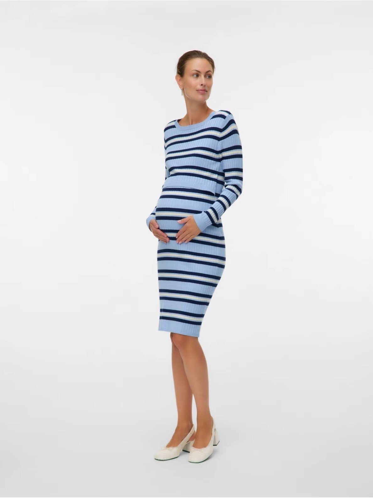 MLESRIN maternity and nursing dress, Mama.licious (Light blue/striped) 4