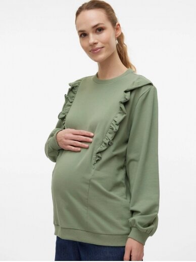 Maternity blouse with nursing function, MLSINE MARY, Mama;licious (green) 2