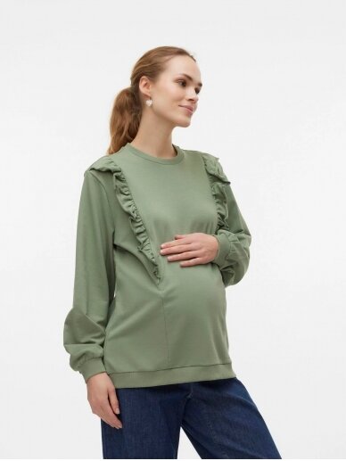 Maternity blouse with nursing function, MLSINE MARY, Mama;licious (green) 4