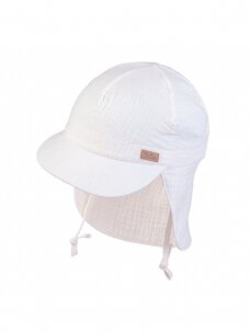 Organinės medvilnės kepurė su kaklo apsauga, TuTu (ecru)