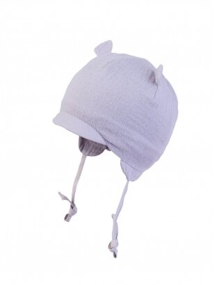 Organinės medvilnės kepurė su ausytėmis, TuTu (grey)