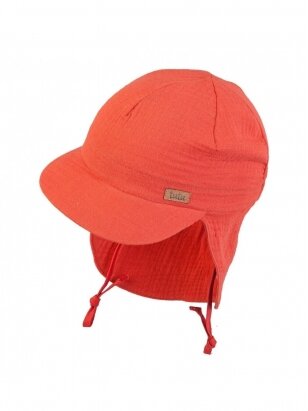 Organinės medvilnės kepurė su kaklo apsauga, TuTu (raudonų plytų)