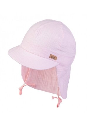 Organinės medvilnės kepurė su kaklo apsauga, TuTu (šviesiai rožinė)