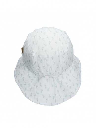 Organinės medvilnės kepurė, Panama, TuTu (white/green) 2