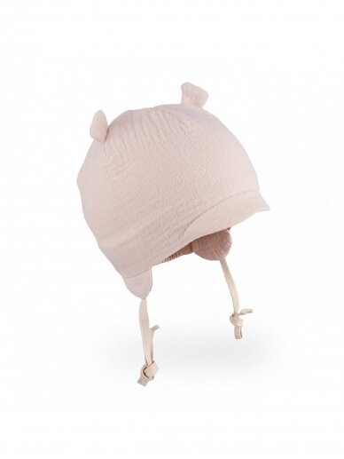 Organinės medvilnės kepurė su ausytėmis, TuTu (smėlio)