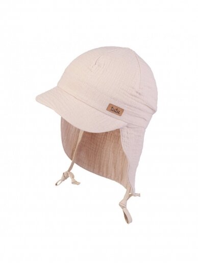 TuTu organic cotton hat with neck protection (beige)