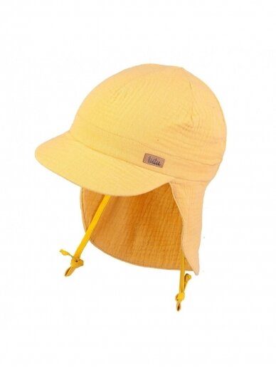 TuTu organic cotton hat with neck protection (yellow)