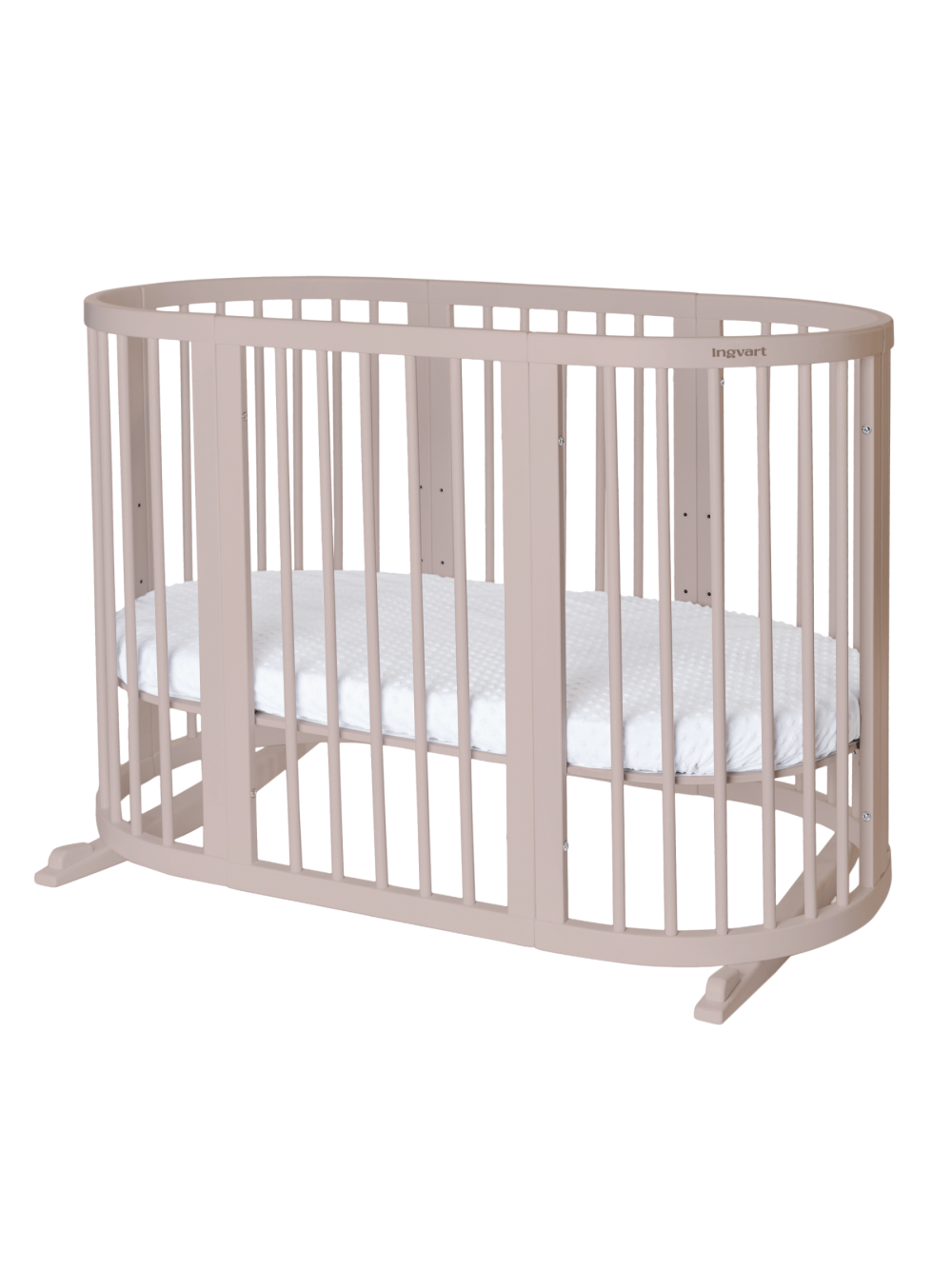 Oval convertible baby crib 9in1 Smart, Ingvart (Cappuccino)