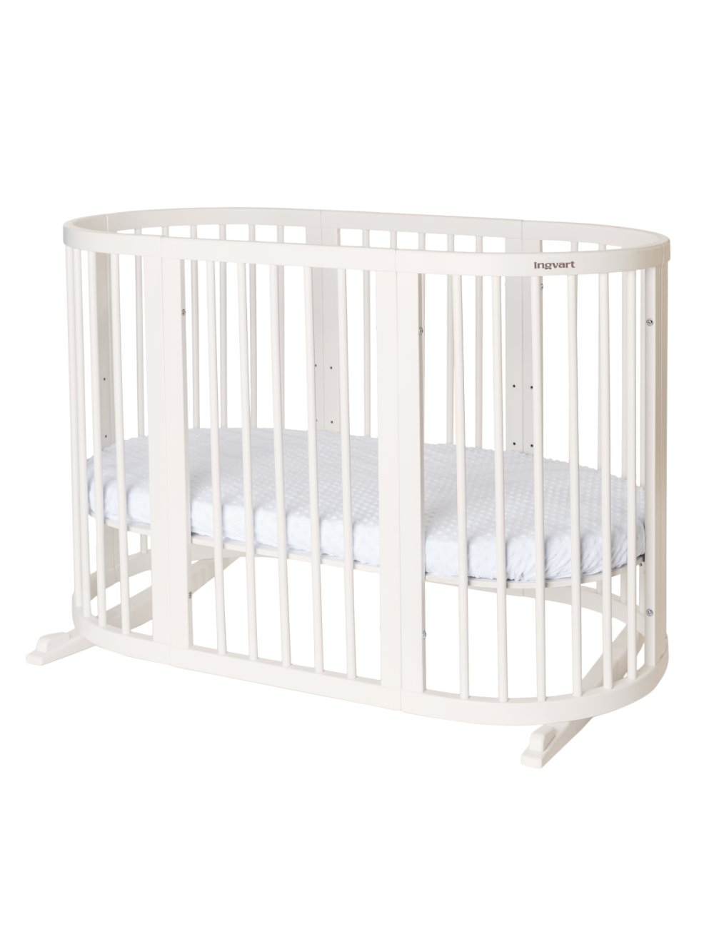 Oval convertible baby crib 9in1 Smart, Ingvart (Milky)