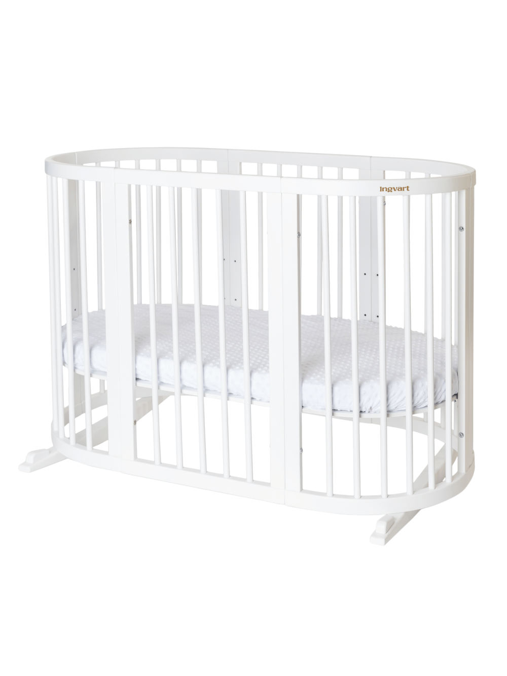 Oval convertible baby crib 9in1 Smart, Ingvart (White) Oval convertible baby crib 9in1 Smart, Ingvart (White)