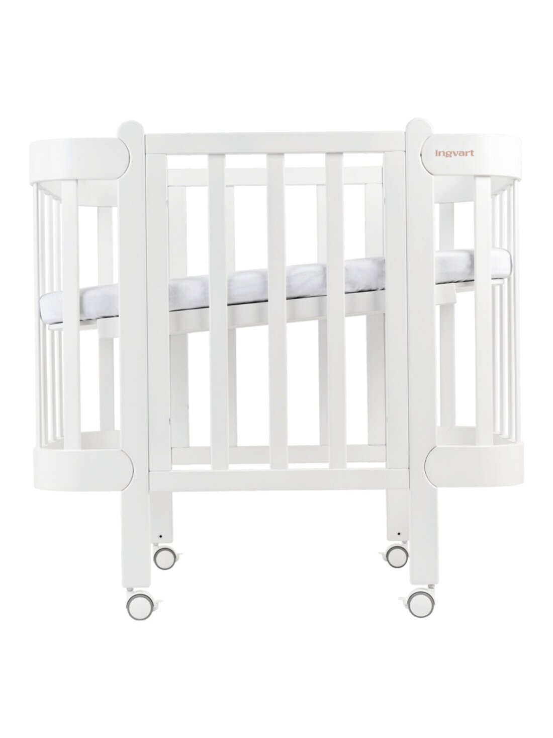 Oval convertible baby crib NIKA 5in1, Ingvart (White)