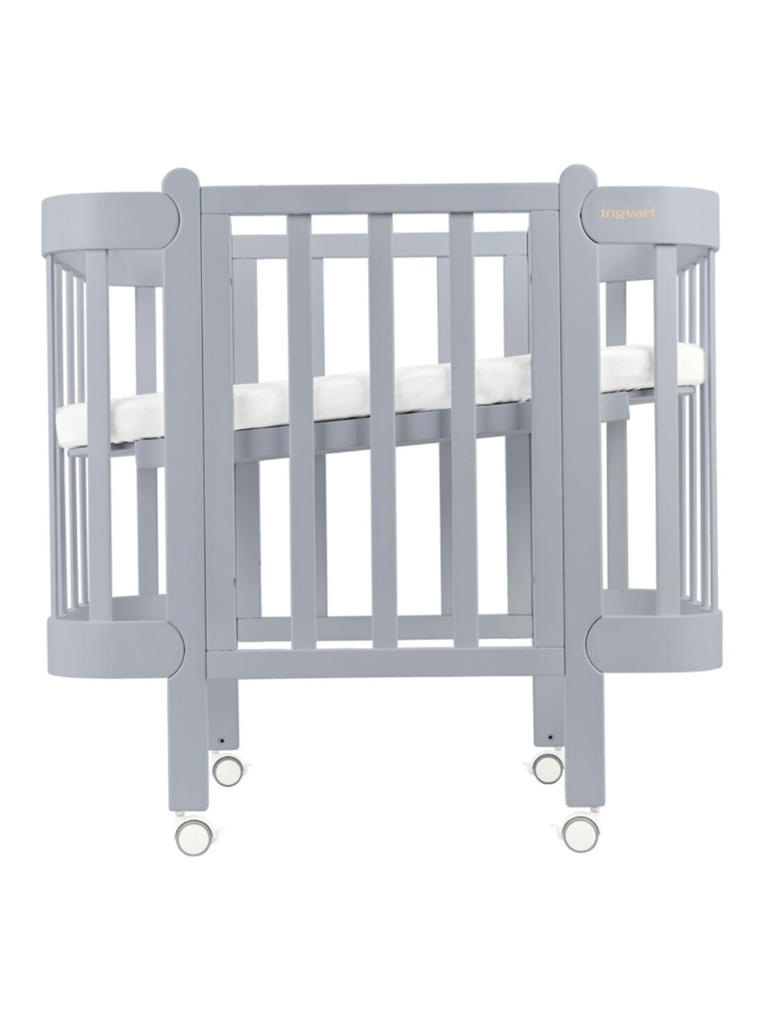 Oval convertible baby crib NIKA 5in1, Ingvart (Grey)