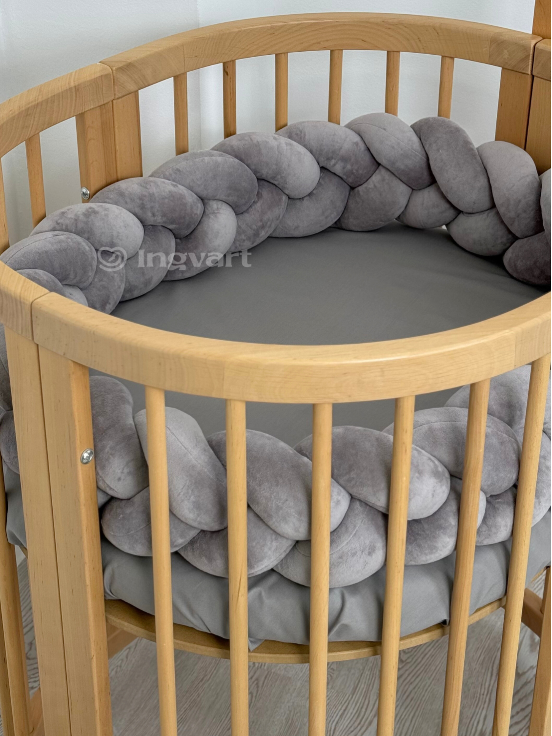 Oval convertible baby crib 9in1 Smart, Ingvart (Natural) 13