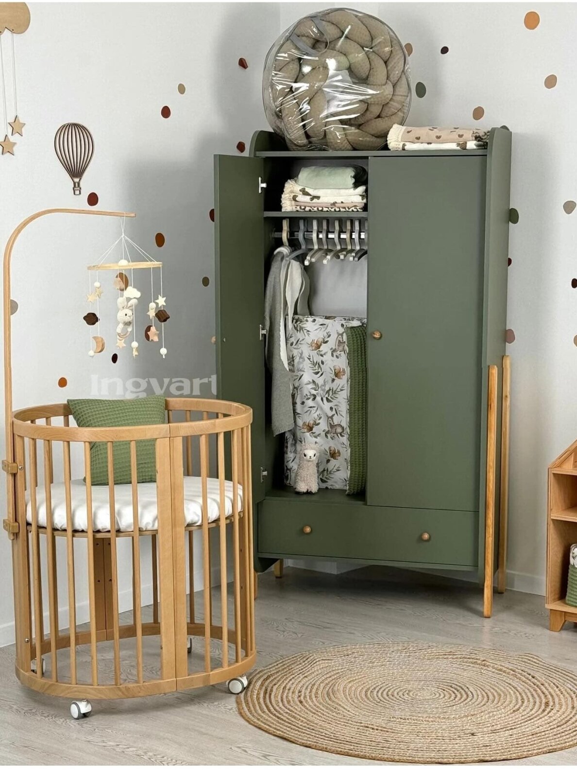 Ovali kūdikio lovytė-transformeris 7in1 Smart, Ingvart (Ivory) 12 Ovali kūdikio lovytė-transformeris 7in1 Smart, Ingvart (Ivory) 12