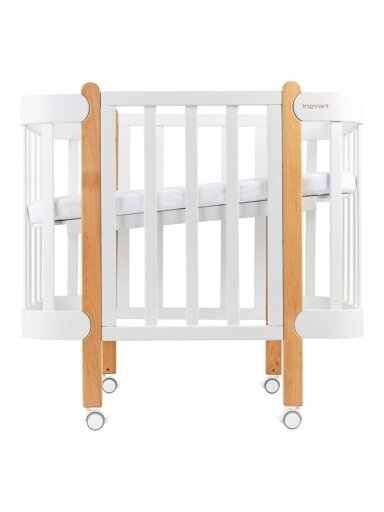 Ovali kūdikio lovytė-transformeris NIKA 5in1, Ingvart (White/Natural)