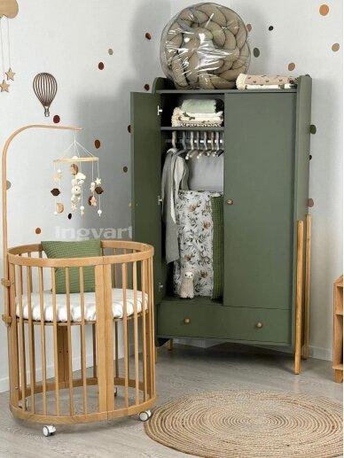 Oval convertible baby crib 9in1 Smart, Ingvart (Cappuccino) 11