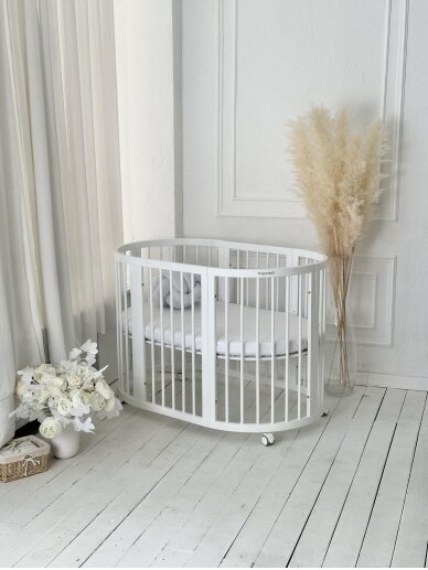 Oval convertible baby crib 9in1 Smart, Ingvart (Natural) 16