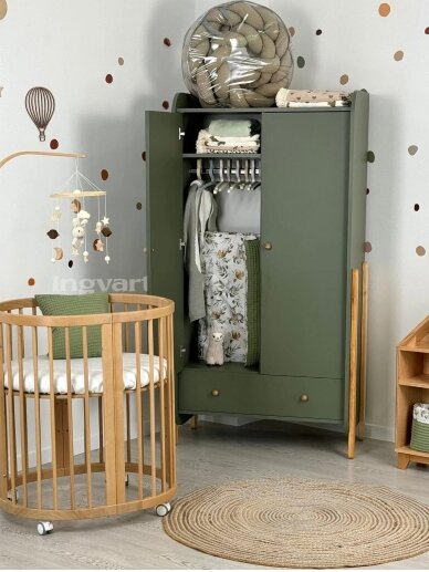 Oval convertible baby crib 9in1 Smart, Ingvart (Natural) 11