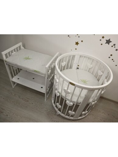 Oval convertible baby crib 9in1 Smart, Ingvart (Milky) 10