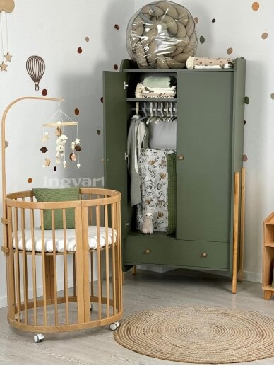 Oval convertible baby crib 9in1 Smart, Ingvart (Milky) 11