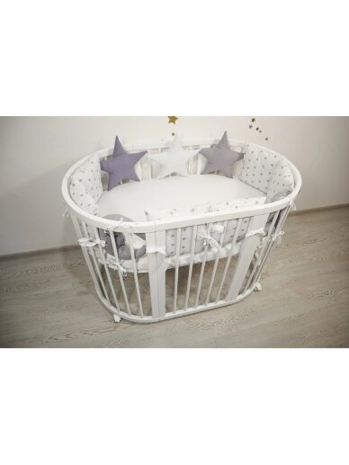 Oval convertible baby crib 9in1 Smart, Ingvart (Milky) 9 Oval convertible baby crib 9in1 Smart, Ingvart (Milky) 9