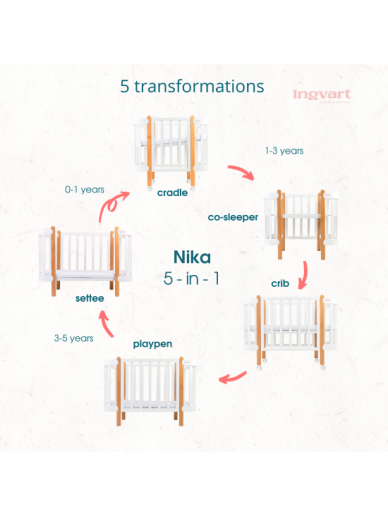 Oval convertible baby crib NIKA 5in1, Ingvart (Grey) 1 Oval convertible baby crib NIKA 5in1, Ingvart (Grey) 1