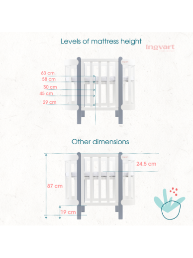Ovali kūdikio lovytė-transformeris NIKA 5in1, Ingvart (NATURAL 5 Ovali kūdikio lovytė-transformeris NIKA 5in1, Ingvart (NATURAL 5