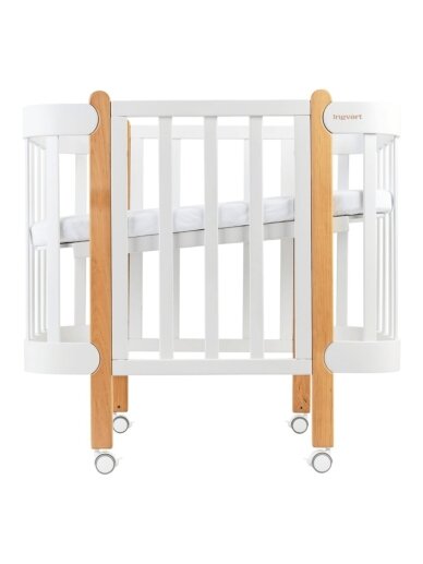 Oval convertible baby crib NIKA 5in1, Ingvart (White/Natural)