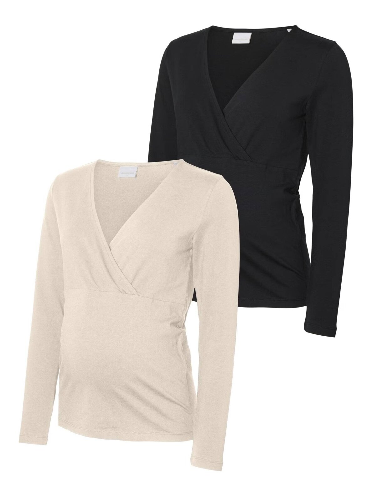 Maternity and nursing blouse MLKERRIE, 2-pack, Mama.licious (Black/Beige) Maternity and nursing blouse MLKERRIE, 2-pack, Mama.licious (Black/Beige)