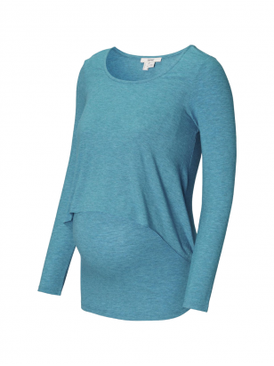 Double-layer long-sleeved top for pregnant and nursing women, Esprit (Blue Coral)