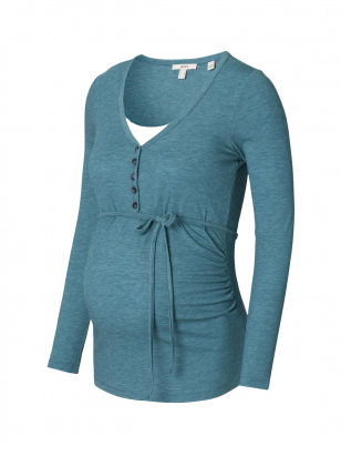 Blouse with long sleeves for pregnant and nursing women, Esprit, (Teal blue)