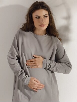 Maternity and nursing blouse, Gray, MOM ONLY