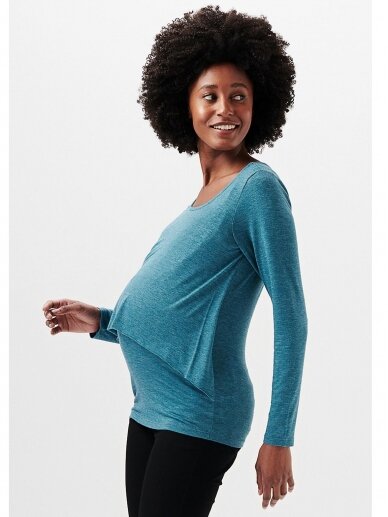 Double-layer long-sleeved top for pregnant and nursing women, Esprit (Blue Coral) 2