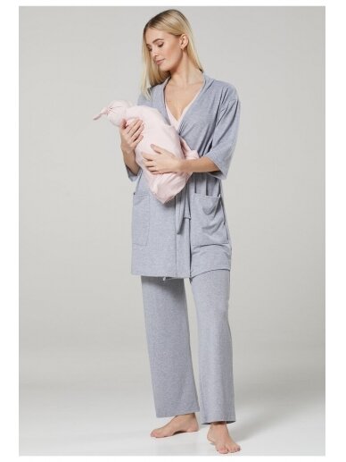 Komplektukas su pižama maitinančioms ir nėščioms CC (pilka, rožinė) 17